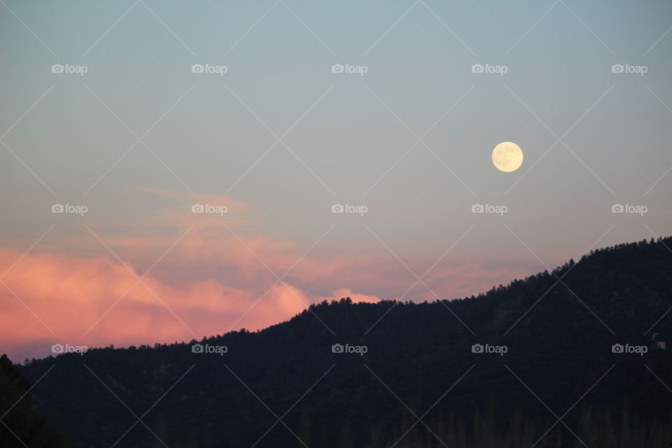 Pink Mist and Moonlight. just happened  to be in the right place at the right time in the middle of the mountains