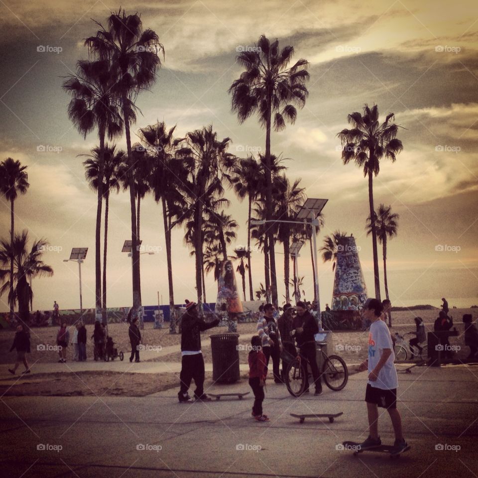 Venice Beach in the Summer. A filtered shot of Venice Beach, California during the summer time. Photo by Tony Azzaro. 