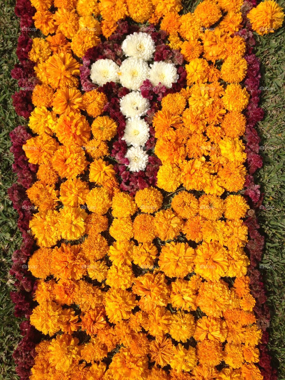 Mexico dia de muertos. Halloween.  Cross. Flowers. Skull skeleton