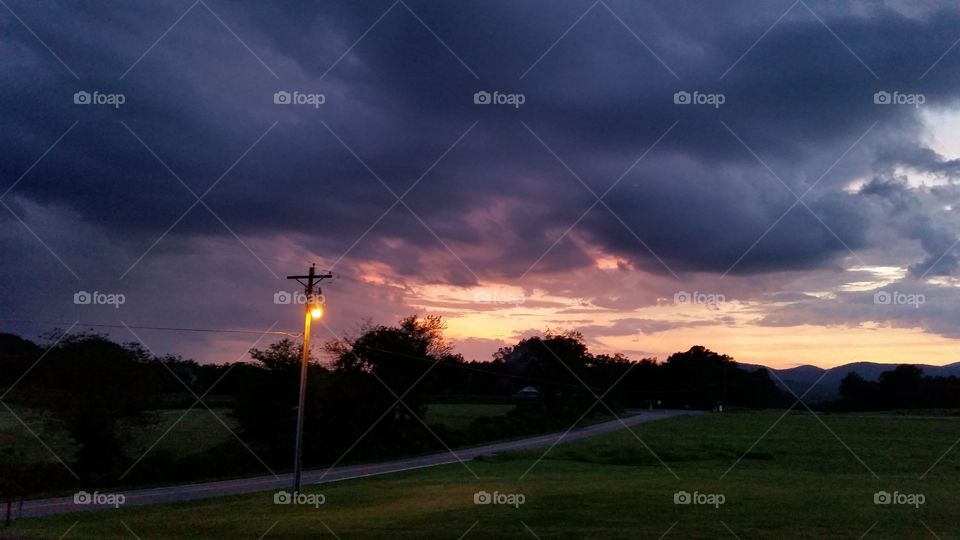 Street light sunset