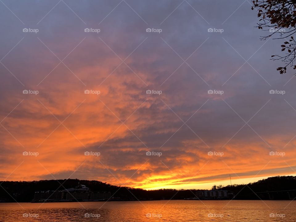 November sunset over lake