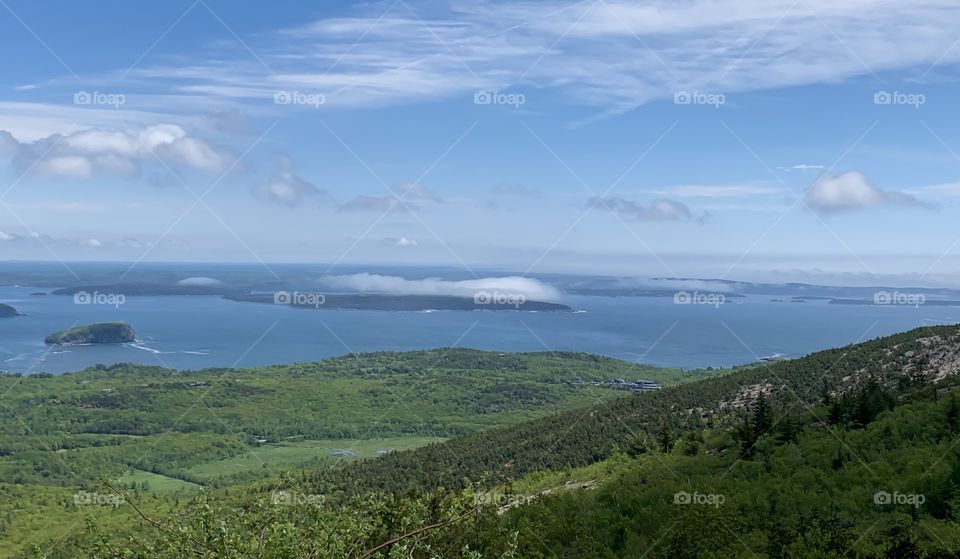 View from Cadillac Mountain at  Acadia National Park Maine