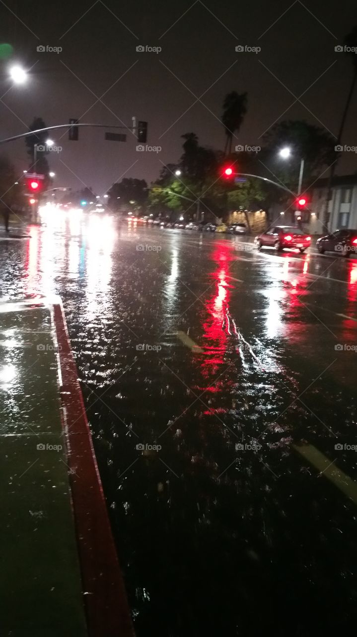 Raining Night. A lot of raining in Baldwin  Hills