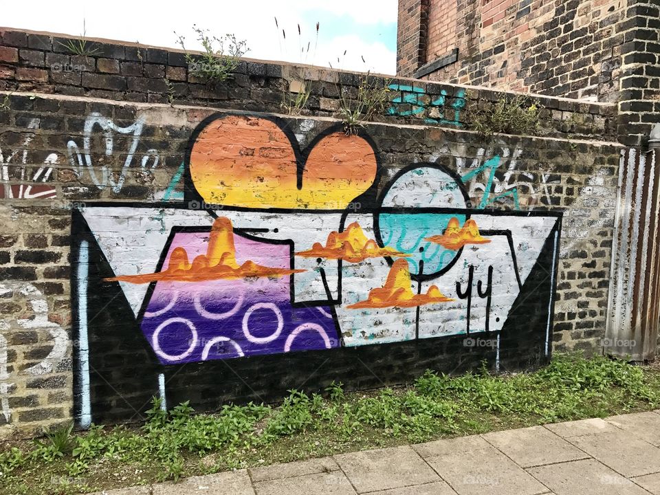 Urban graffiti walks on the Stoke on Trent, England canal system.  Art in its rawest form. 