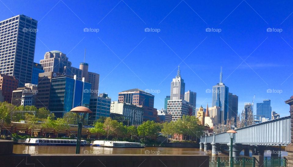 Melbourne Skyline view from Southbank 