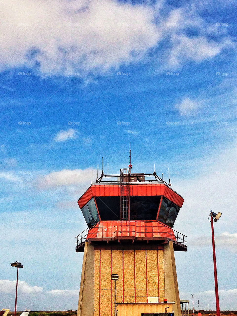 Air traffic control tower at a small local civil aviation airport