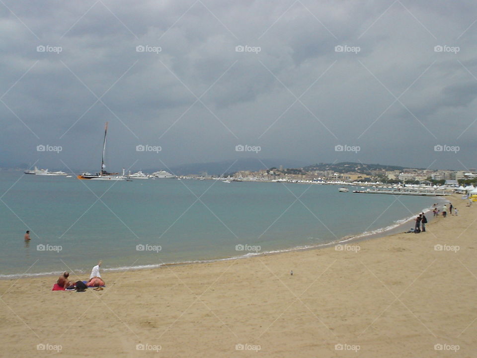 A cloudy day in the French Riviera can't take away the beauty of the beach and Mediterranean Sea.