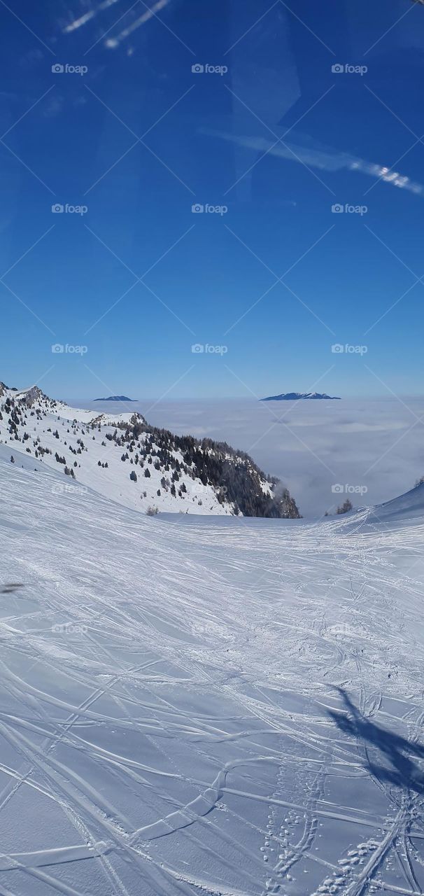 Sunny day, winter time to Carpathian mountains