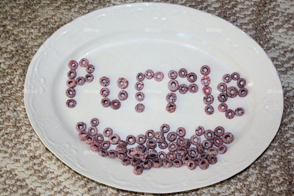 purple cereal on a plate