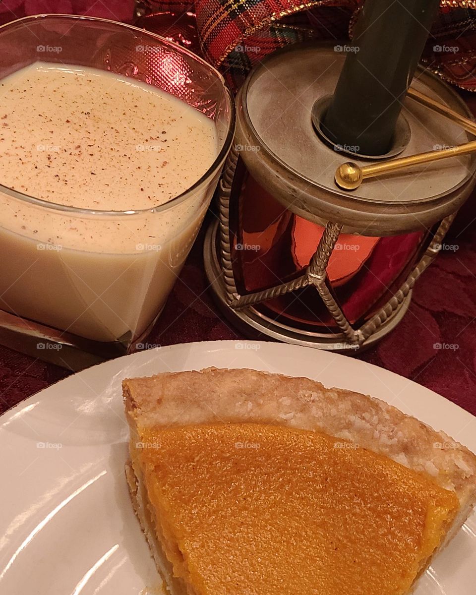 Sweet potato pie and egg nog at the holidays, delicious way to ring in the love of the holiday season 