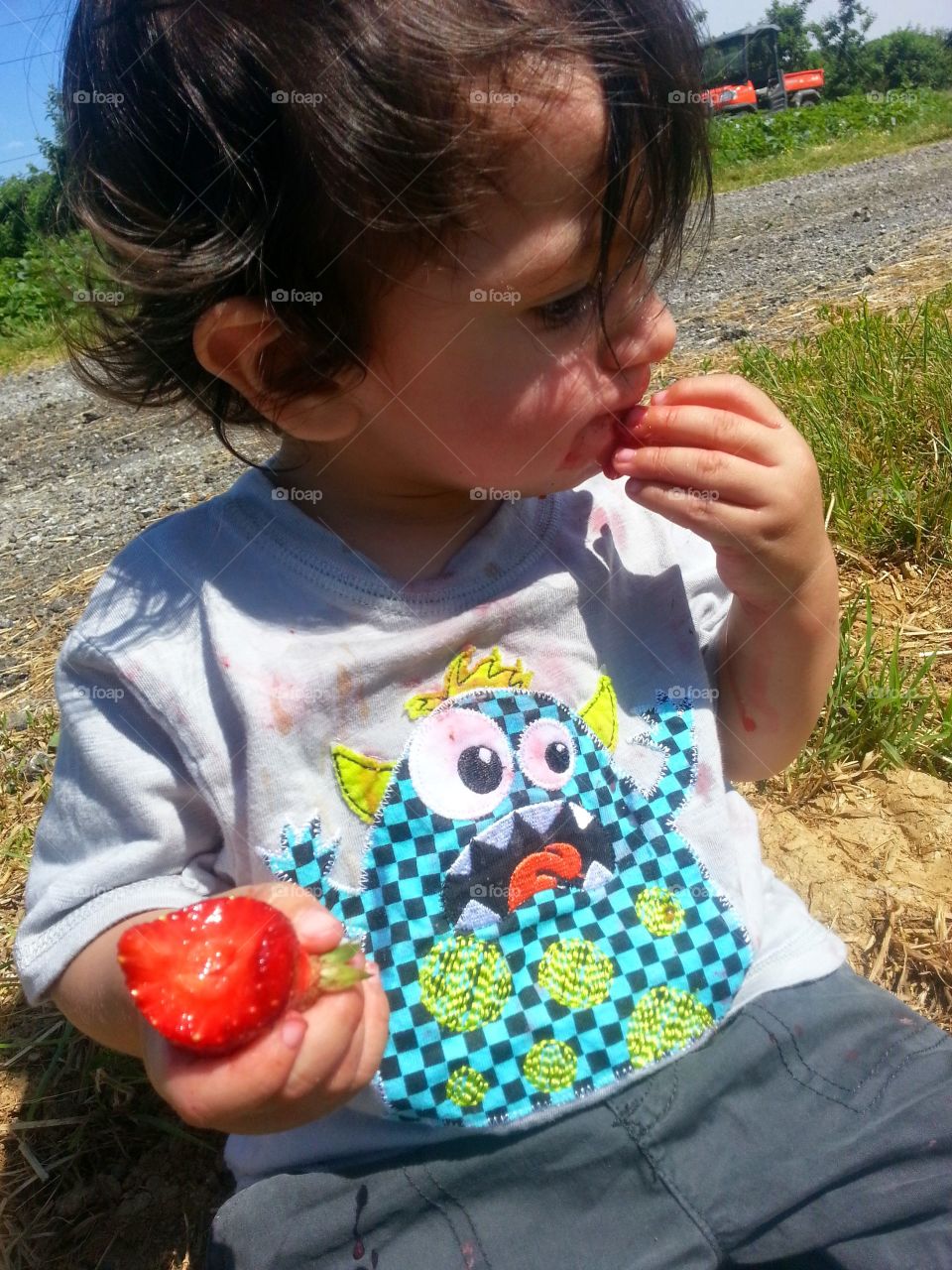 strawberry monster . even his monster was in shock 