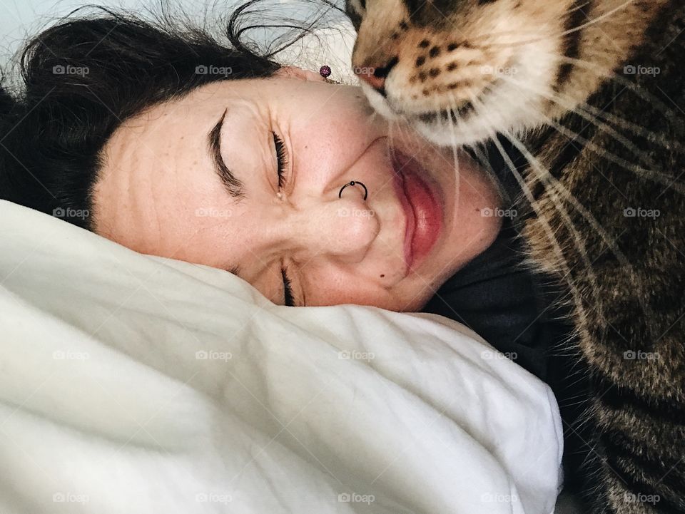 Waking up with one of my cats is quite an experience. 