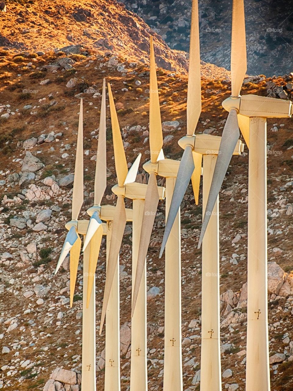 Wind Turbines in Last Light of Day