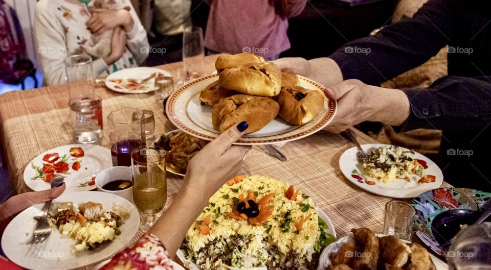 Triangles, homemade food, celebration