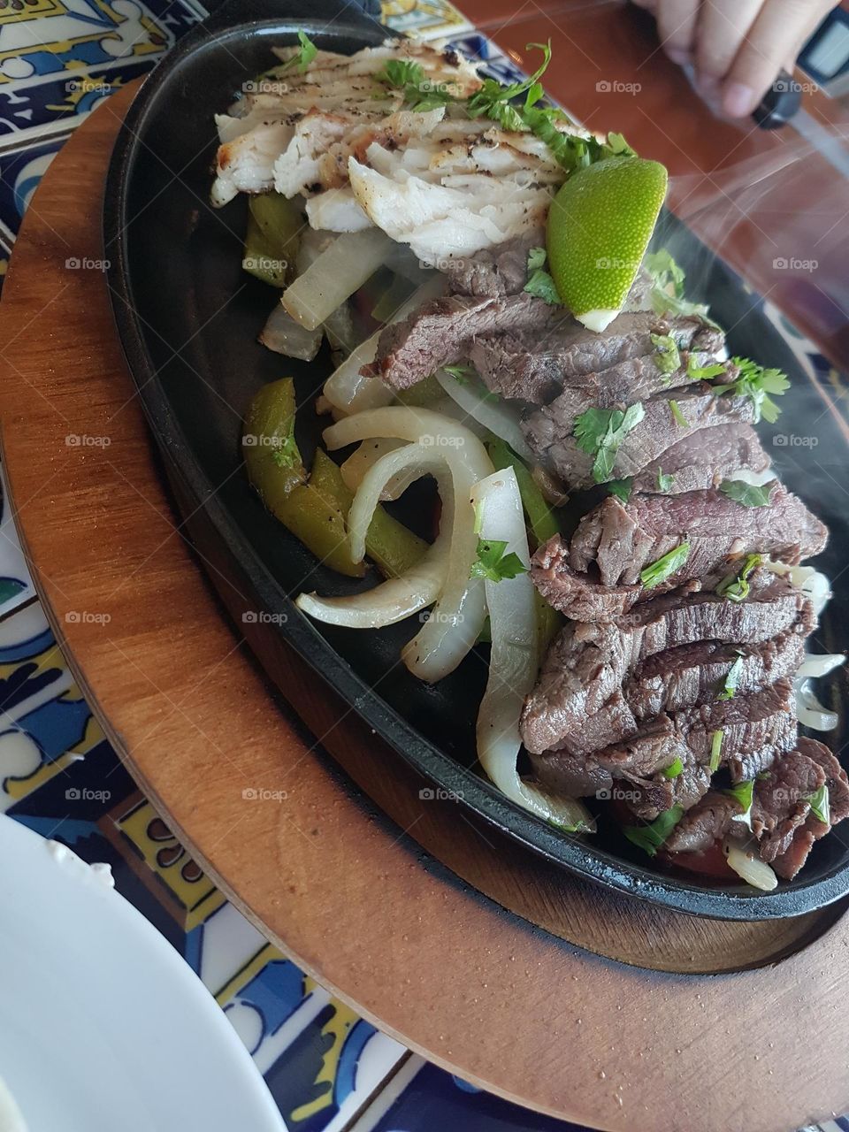beef and chicken fajitas