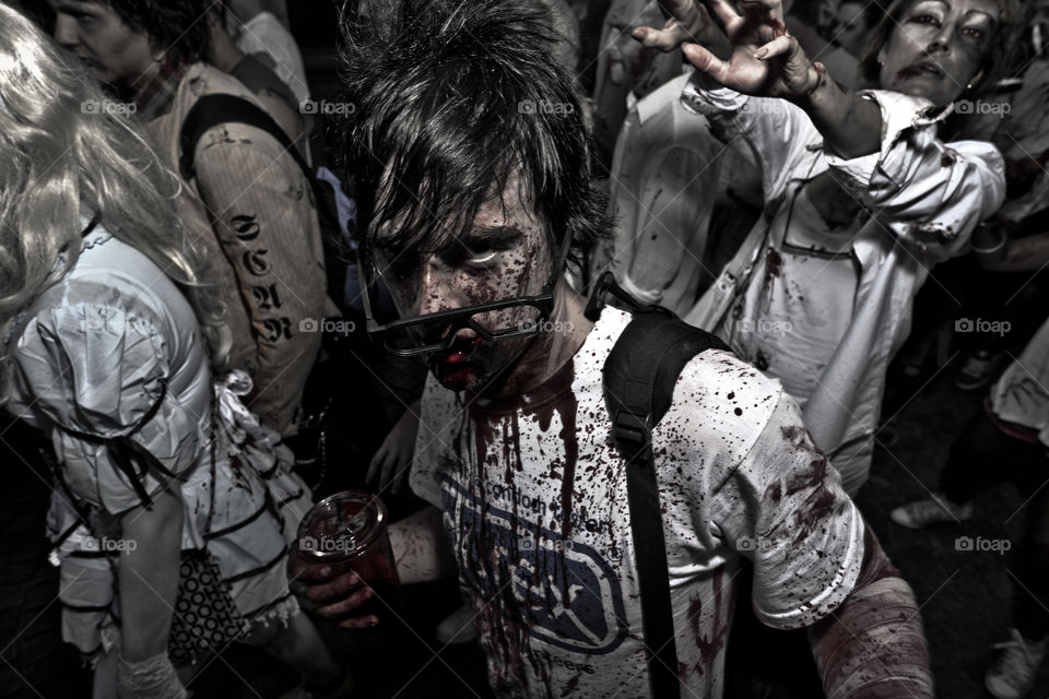 Zombie walk in Sweden. The undead took over the town of Malmö.