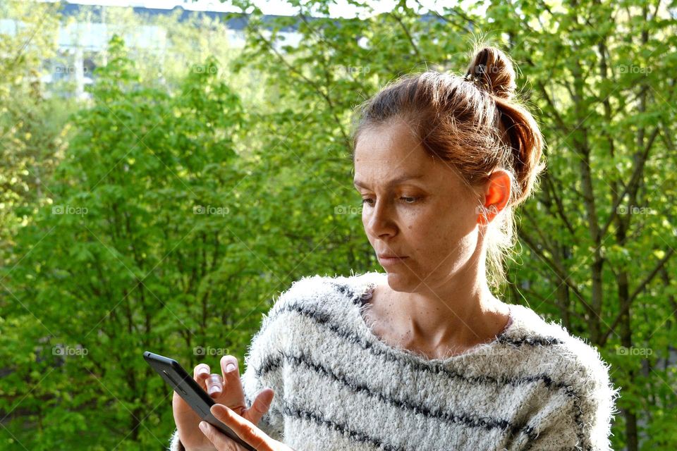 woman with smartphone social media, communication