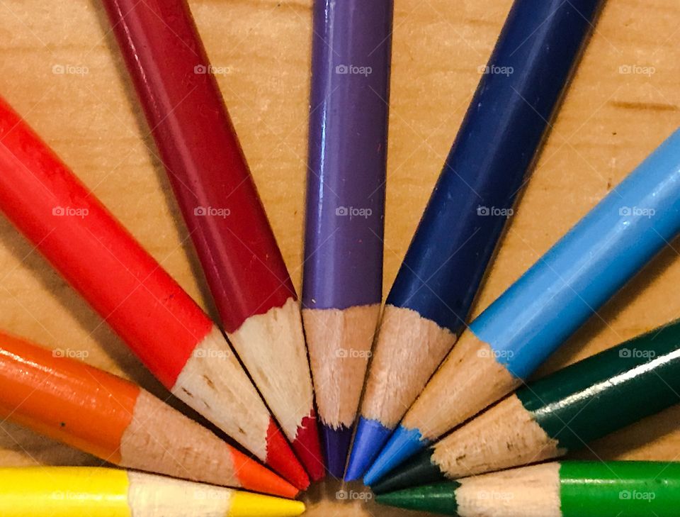 Pencil crayons from the colour wheel