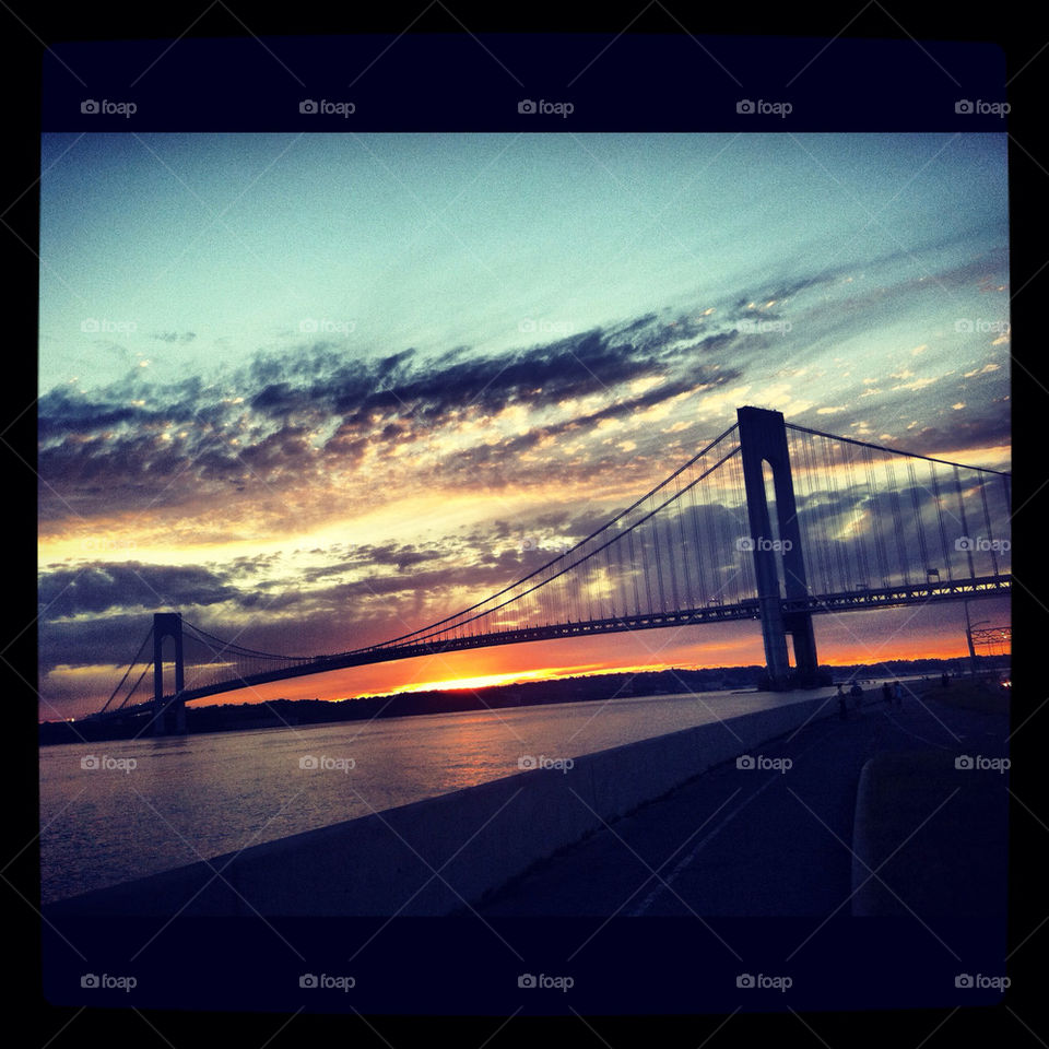 new york sunset bridge verrazano bridge by AymPhotoS