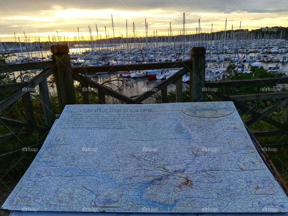 Marina at sunset. Brest in France.