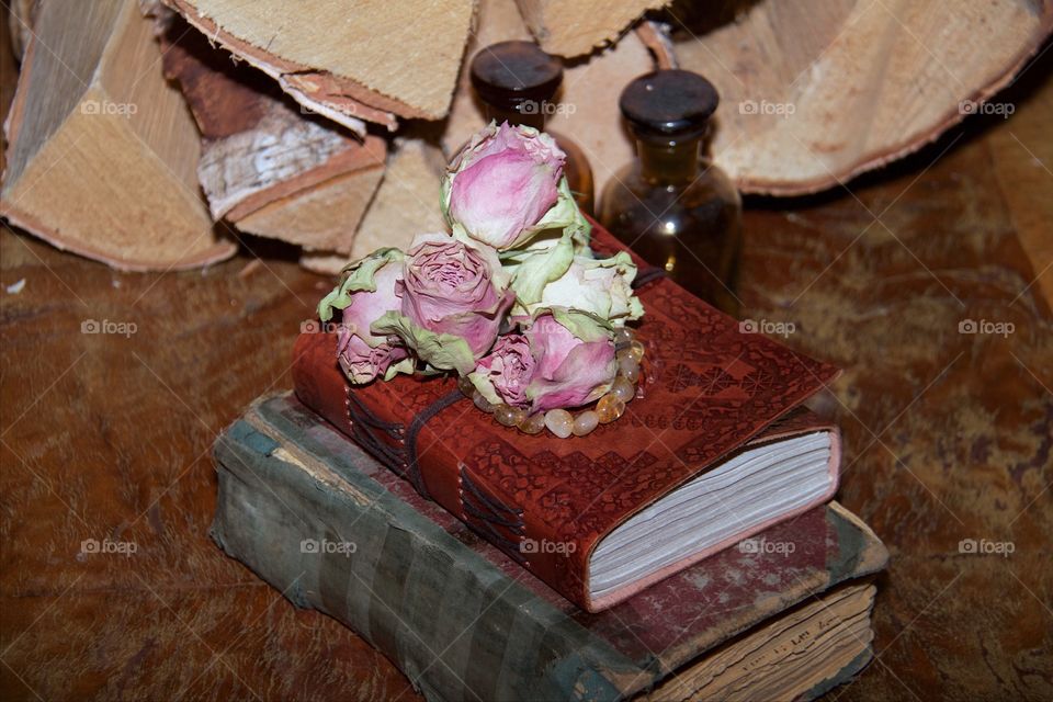 Old book and roses 