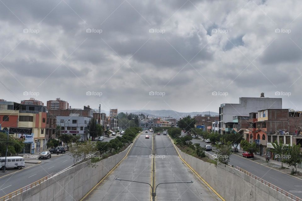 Panoramic view of highway in the city of Arequipa in Peru.