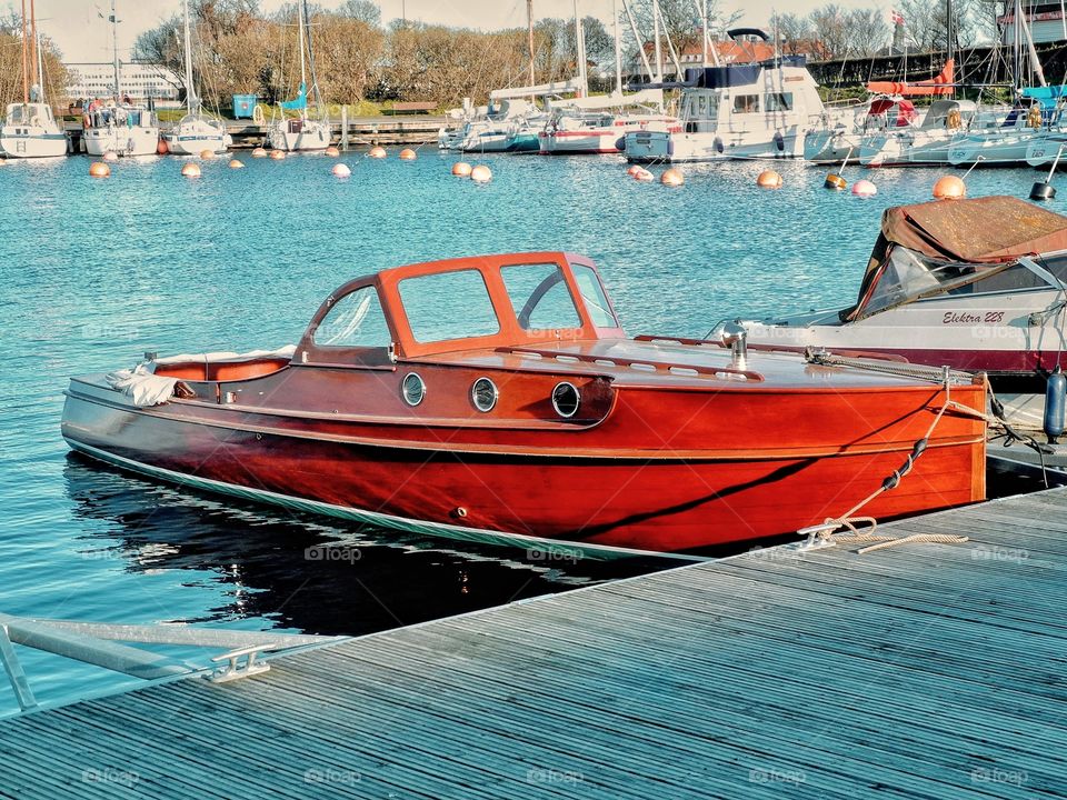 Red jetboat.