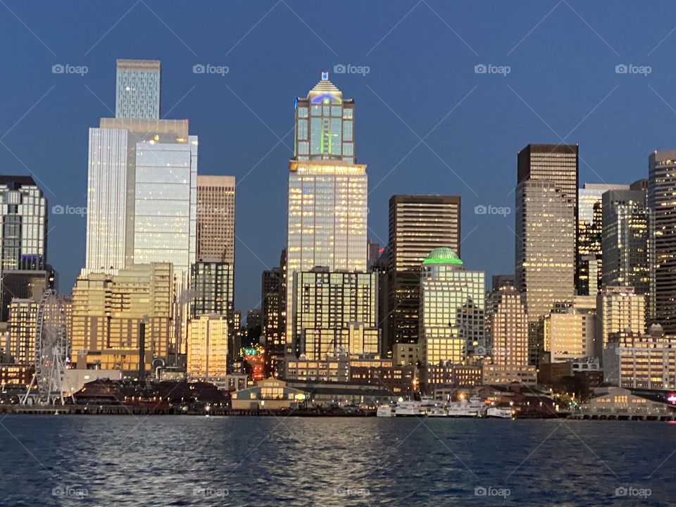 Seattle Waterfront at Sunset