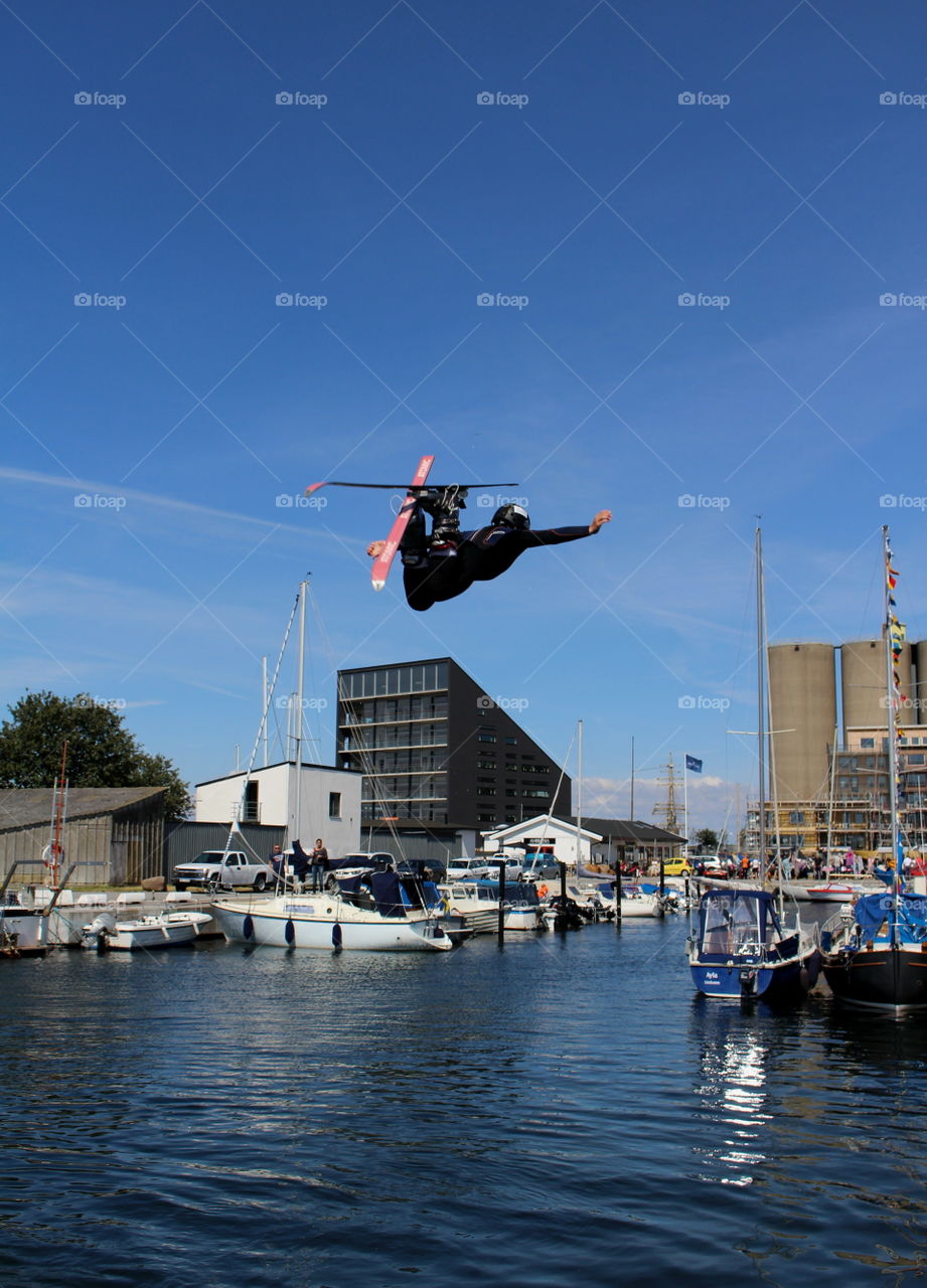 Flying and skiing.