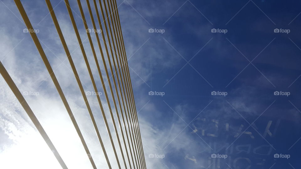 The beams of the Sunshine Skyway Bridge  reach high into the sky.