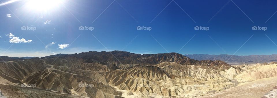 Desert view in a blue sky