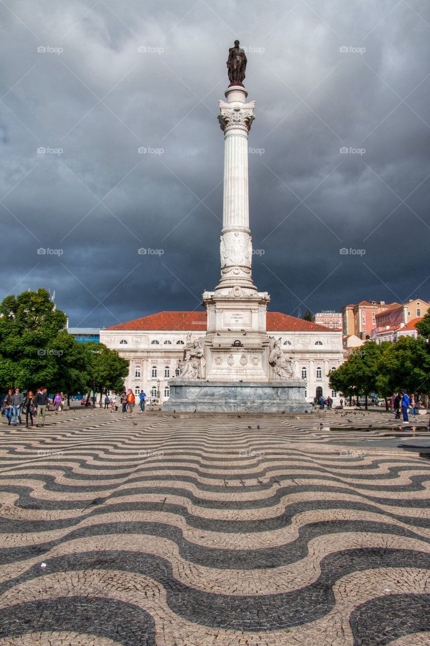 View of Rossio square in Lisbon