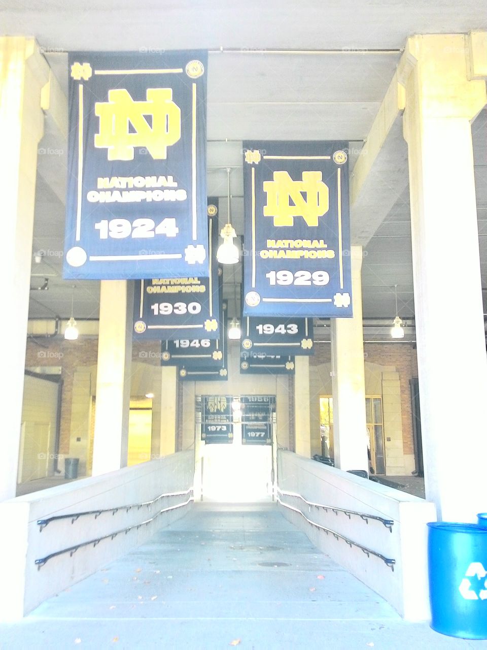 tunnel to the field. the tunnel to the notre dame field