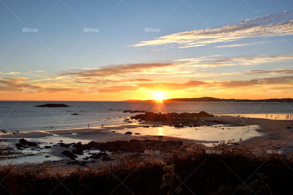 Sunset, A Lanzada beach, Galicia, Spain.