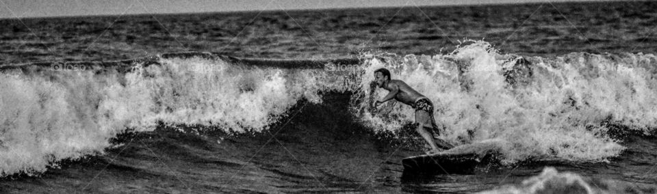 Surfer In Waves Black and White 
