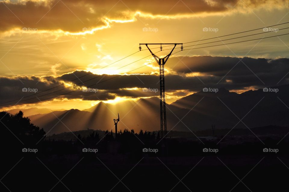 beautiful sunset in the fields on mallorca balearic island in spain