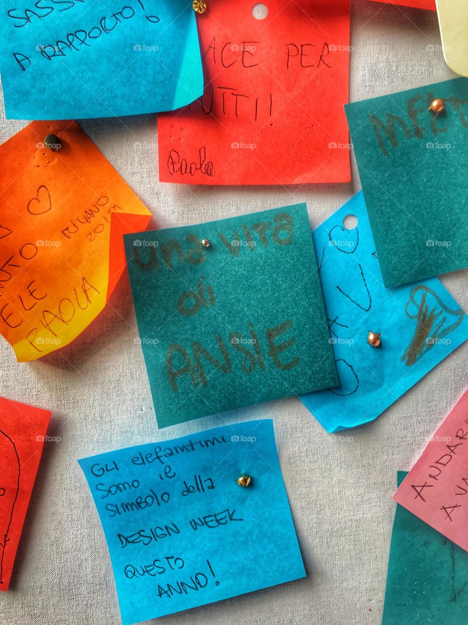 Postit with complementary colors and fun phrases