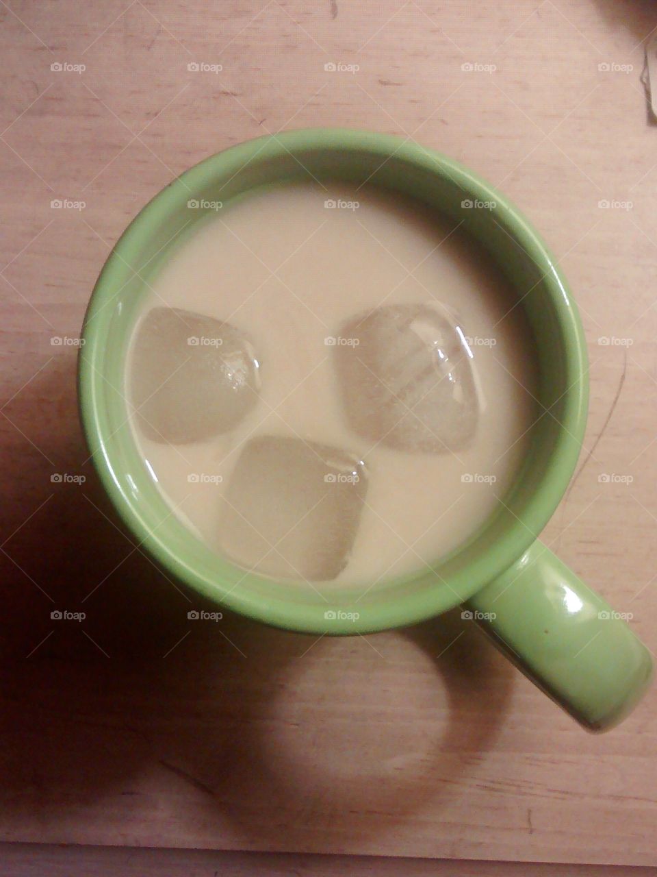Iced Coffee in a Green Mug