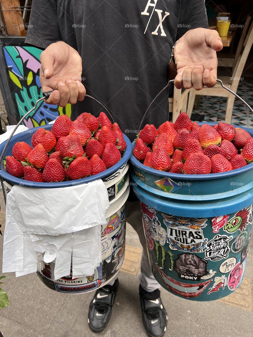 Strawberries buckets 