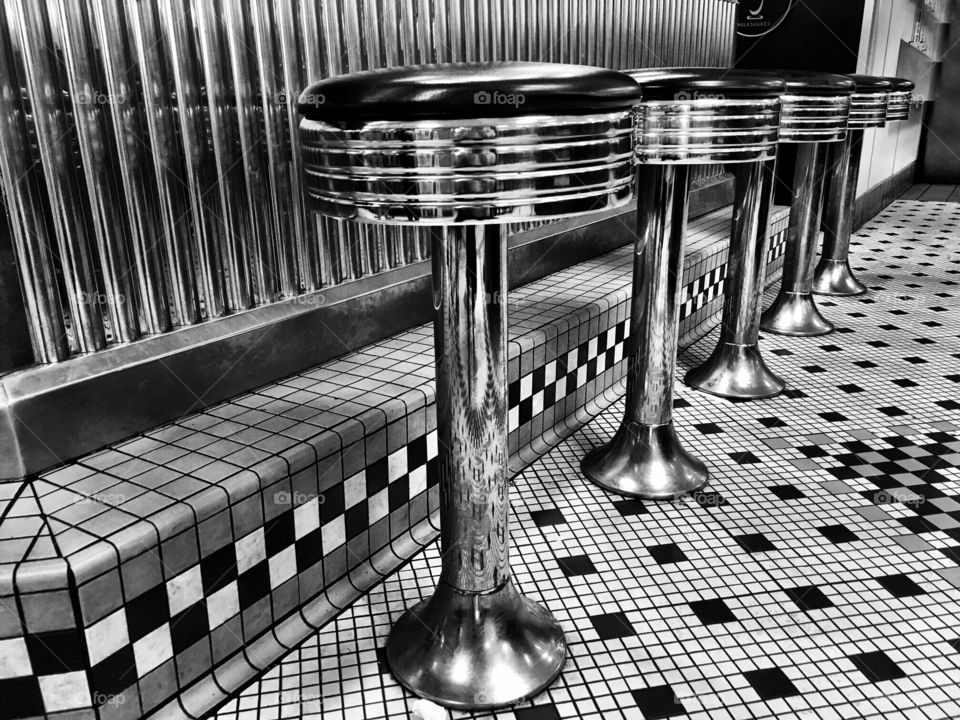 Vintage diner stools.