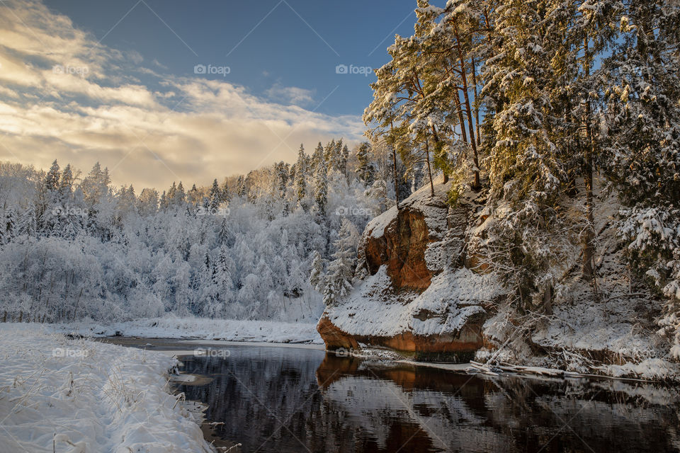 Winter. Snow. Cold. River. Ice.