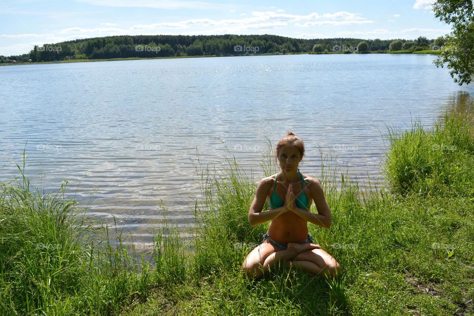 woman meditation outside