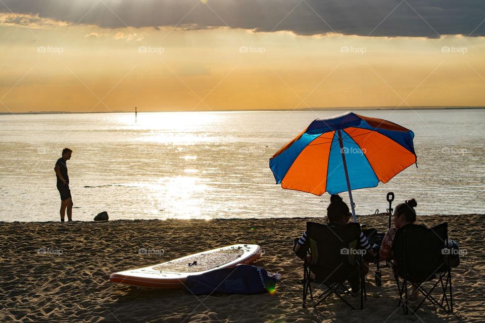 Sunset over St Kilda Beach, Melbourne, Australia.