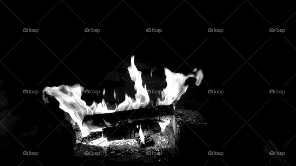 black and white flame