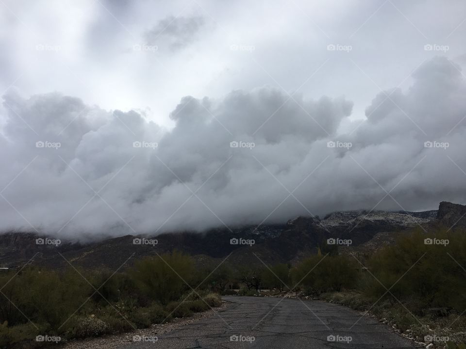 Clouds over Tucson mountain 