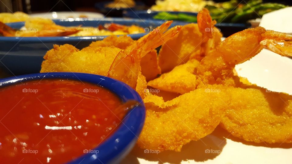 battered shrimp with dipping sauce