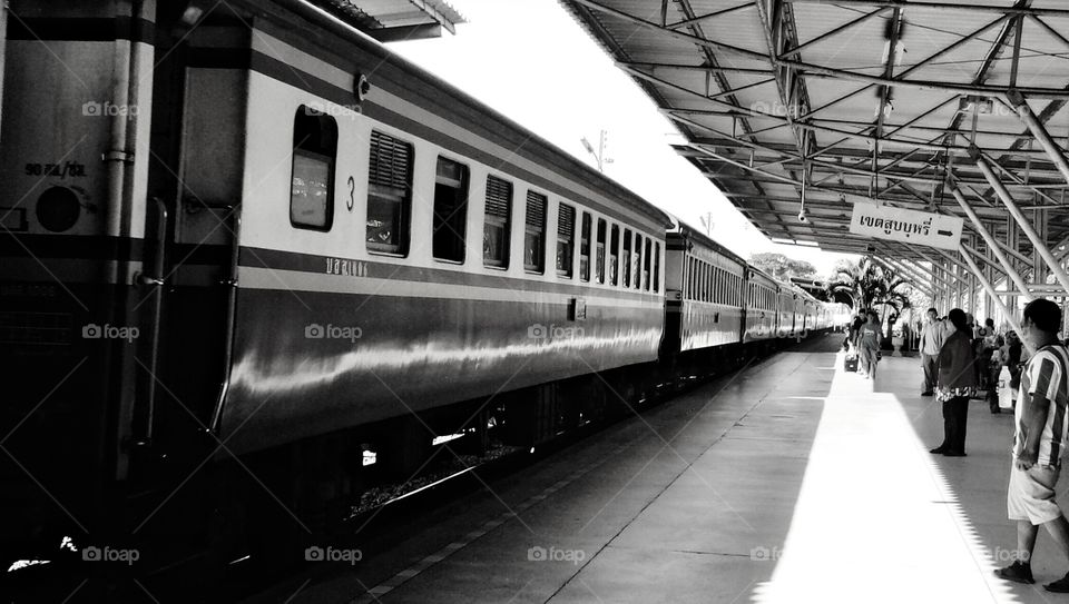 train station black and white.