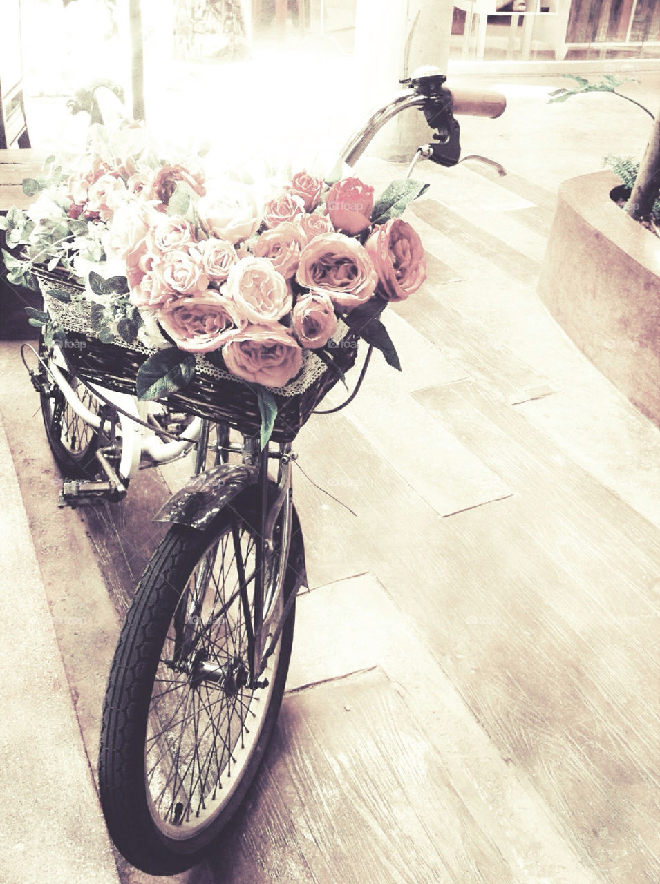 bicycle vintage roses pastel by wacharapol