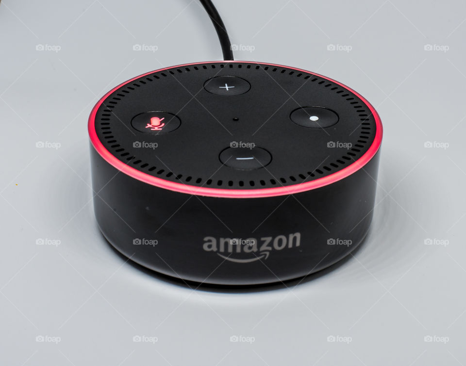 Amazon Alexa with lights flashing