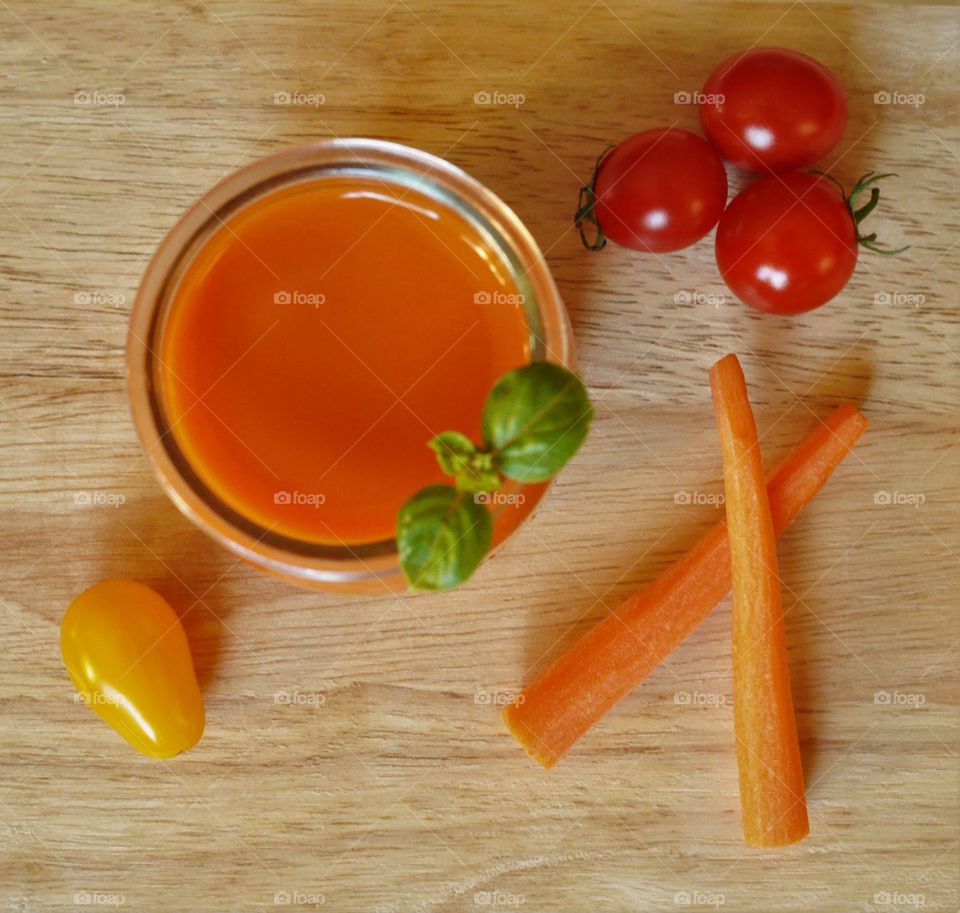 Fresh homemade carrot juice